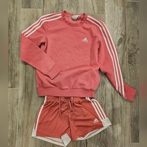 Adidas Pink Sweatshirt and Shorts Set